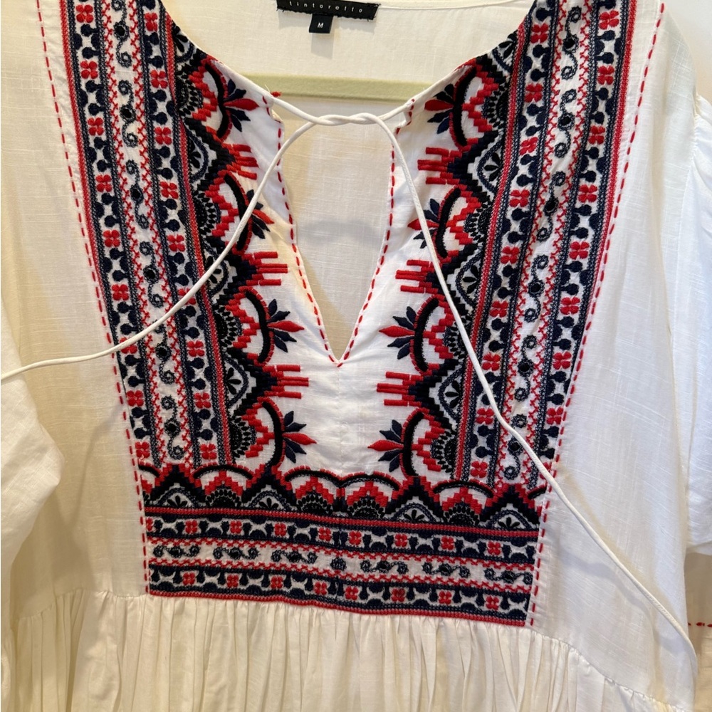 Embroidered White Midi Dress